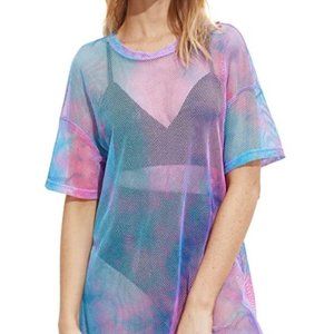 MakeMeChic Mesh Tie Dye Dress